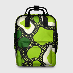 Рюкзак женский Зеленая абстракция с кругами, цвет: 3D-принт