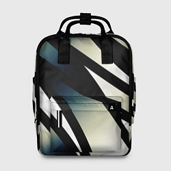 Женский рюкзак Чёрно-белый с синим затемнением полосы