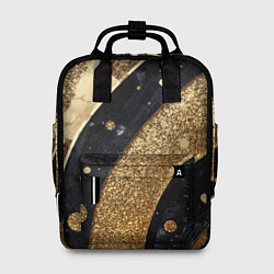 Рюкзак женский Выпуклая золотая текстура на черном, цвет: 3D-принт