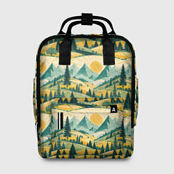 Рюкзак женский Горные пейзажи ретро стиль, цвет: 3D-принт
