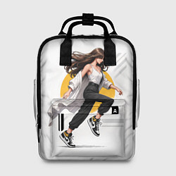 Рюкзак женский Бегущая на фоне Солнца девушка, цвет: 3D-принт