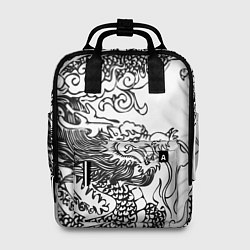 Женский рюкзак Татуировка дракона на белом