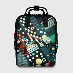 Рюкзак женский Тёмно-синий абстракция полосы кружочки, цвет: 3D-принт