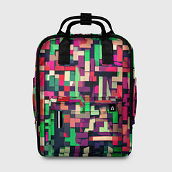 Рюкзак женский Зелёно-розовый геометричные фигуры, цвет: 3D-принт