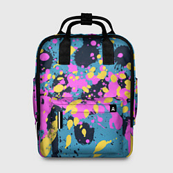 Рюкзак женский Брызги краски розовой желтой и темно синей, цвет: 3D-принт