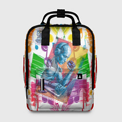 Рюкзак женский История развития звуковых носителей на марках, цвет: 3D-принт