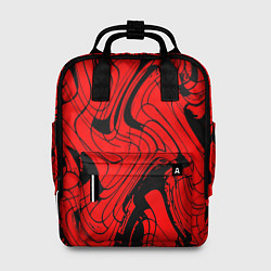 Рюкзак женский Чёрно-красный абстрактный линии, цвет: 3D-принт