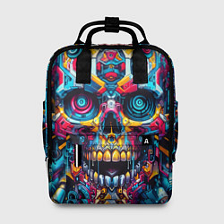 Рюкзак женский Кибер череп - нейроарт паттерн, цвет: 3D-принт