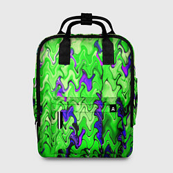 Рюкзак женский Ярко-зелёный стекающая абстаркция, цвет: 3D-принт