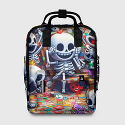 Рюкзак женский Смеющиеся прикольные скелетики - нейроарт, цвет: 3D-принт