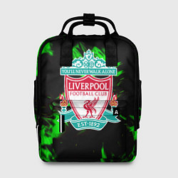 Рюкзак женский Liverpool зеленый огонь текстура, цвет: 3D-принт