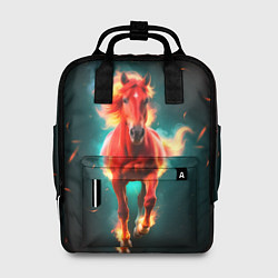 Рюкзак женский Светящаяся огненная лошадь, цвет: 3D-принт