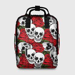 Рюкзак женский Черепа в розах, цвет: 3D-принт