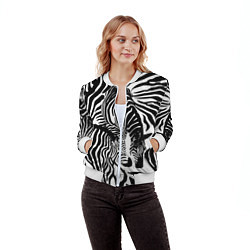 Бомбер женский Полосатая зебра, цвет: 3D-белый — фото 2