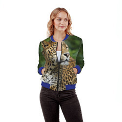 Бомбер женский Лик леопарда, цвет: 3D-синий — фото 2