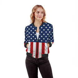 Бомбер женский Флаг США, цвет: 3D-черный — фото 2