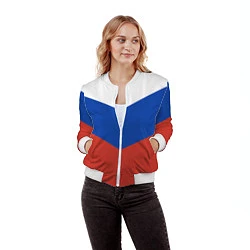 Бомбер женский Российский триколор, цвет: 3D-белый — фото 2
