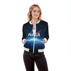 Бомбер женский NASA: Sunrise Earth, цвет: 3D-белый — фото 2