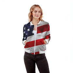 Бомбер женский США USA, цвет: 3D-белый — фото 2
