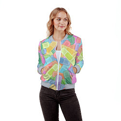 Бомбер женский Цветные пластыри, цвет: 3D-меланж — фото 2