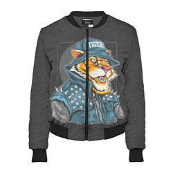 Бомбер женский Крутой тигр cool tiger, цвет: 3D-черный