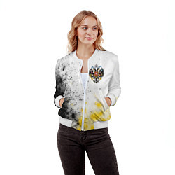 Бомбер женский RUSSIAN EMPIRE - ГЕРБ Краска, цвет: 3D-белый — фото 2