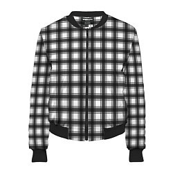 Бомбер женский Black and white trendy checkered pattern, цвет: 3D-черный