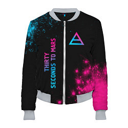 Бомбер женский Thirty Seconds to Mars Neon Gradient, цвет: 3D-меланж