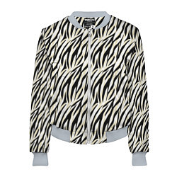 Бомбер женский Тигровый полосатый узор-черные, бежевые полосы на, цвет: 3D-меланж