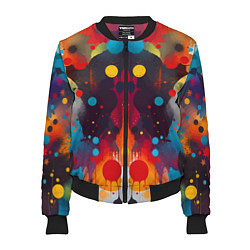 Бомбер женский Mirrow colorful blots - abstraction - vogue, цвет: 3D-черный