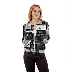 Бомбер женский Инженерные шильдики, цвет: 3D-меланж — фото 2