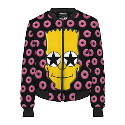 Бомбер женский Барт Симпсон на фоне пончиков, цвет: 3D-черный