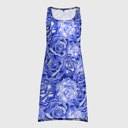 Туника женская Голубые и синие розы, цвет: 3D-принт