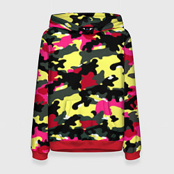 Толстовка-худи женская Камуфляж: контраст цветов, цвет: 3D-красный
