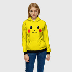 Толстовка-худи женская Happy Pikachu, цвет: 3D-черный — фото 2