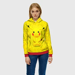 Толстовка-худи женская Pikachu, цвет: 3D-красный — фото 2