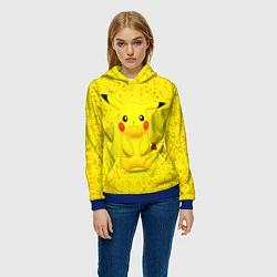 Толстовка-худи женская Pikachu, цвет: 3D-синий — фото 2