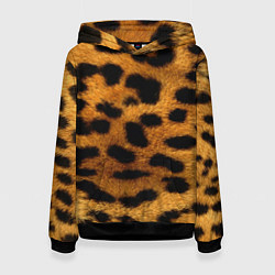 Толстовка-худи женская Шкура леопарда, цвет: 3D-черный