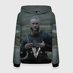 Толстовка-худи женская Vikings: Ragnarr Lodbrok, цвет: 3D-черный