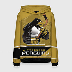 Толстовка-худи женская Pittsburgh Penguins, цвет: 3D-черный