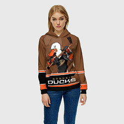 Толстовка-худи женская Anaheim Ducks, цвет: 3D-черный — фото 2