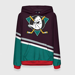 Толстовка-худи женская Anaheim Ducks, цвет: 3D-красный