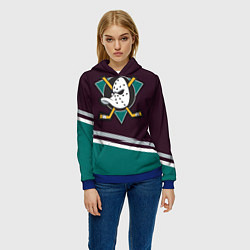 Толстовка-худи женская Anaheim Ducks, цвет: 3D-синий — фото 2