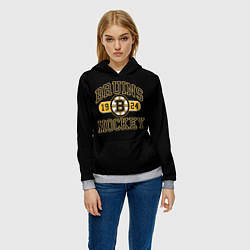 Толстовка-худи женская Boston Bruins: Est.1924, цвет: 3D-меланж — фото 2