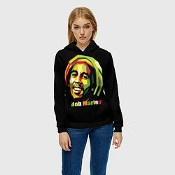 Толстовка-худи женская Bob Marley Smile, цвет: 3D-черный — фото 2