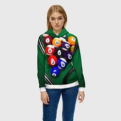 Толстовка-худи женская Бильярд, цвет: 3D-белый — фото 2
