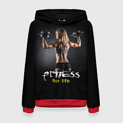 Толстовка-худи женская Fitness for life, цвет: 3D-красный