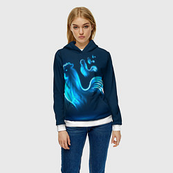 Толстовка-худи женская Петух: символ 2017, цвет: 3D-белый — фото 2