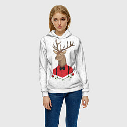 Толстовка-худи женская Christmas Deer, цвет: 3D-белый — фото 2