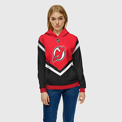 Толстовка-худи женская NHL: New Jersey Devils, цвет: 3D-красный — фото 2
